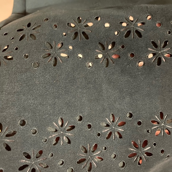 Vntg. Bety’s Things Velvet Sheeth Dress Floral Cut out Hem Hunter Green Size 14P - Picture 3 of 9